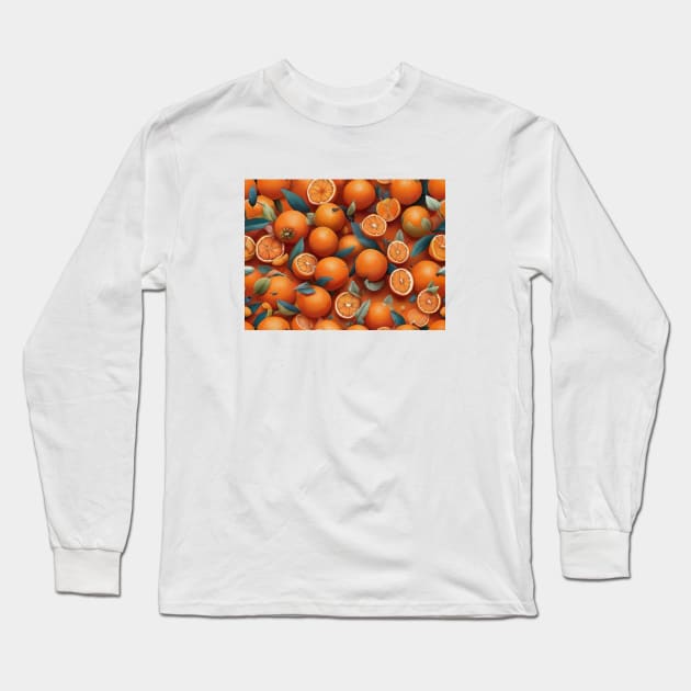 Orange Pattern Harvest Field Product Vintage Since Retro Long Sleeve T-Shirt by Flowering Away